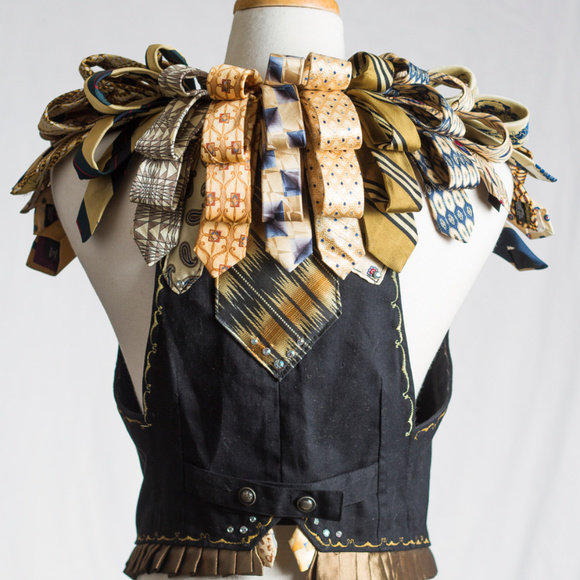 XANADU DESIGNS Upcycled mens tie Majestic Vest - Picture 5 of 8